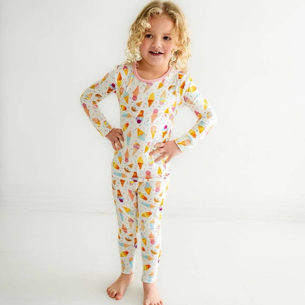 Macaron + Me Ice Cream Long Sleeve Bamboo Pajama Set 5T 6